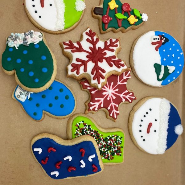 Custom cookies for dessert tables and favors in various flavors.