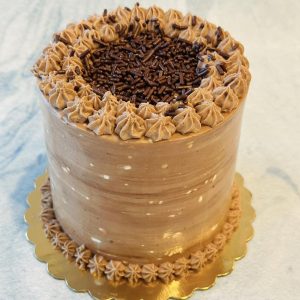 Rich chocolate cake by Blissful Bites, 3 layers with filling and frosting