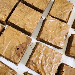Eggless brownies in a 7" x 7" pan from Blissful Bites by Richa