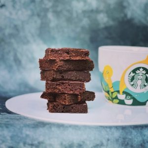 Eggless brownies in a 7" x 7" pan from Blissful Bites by Richa