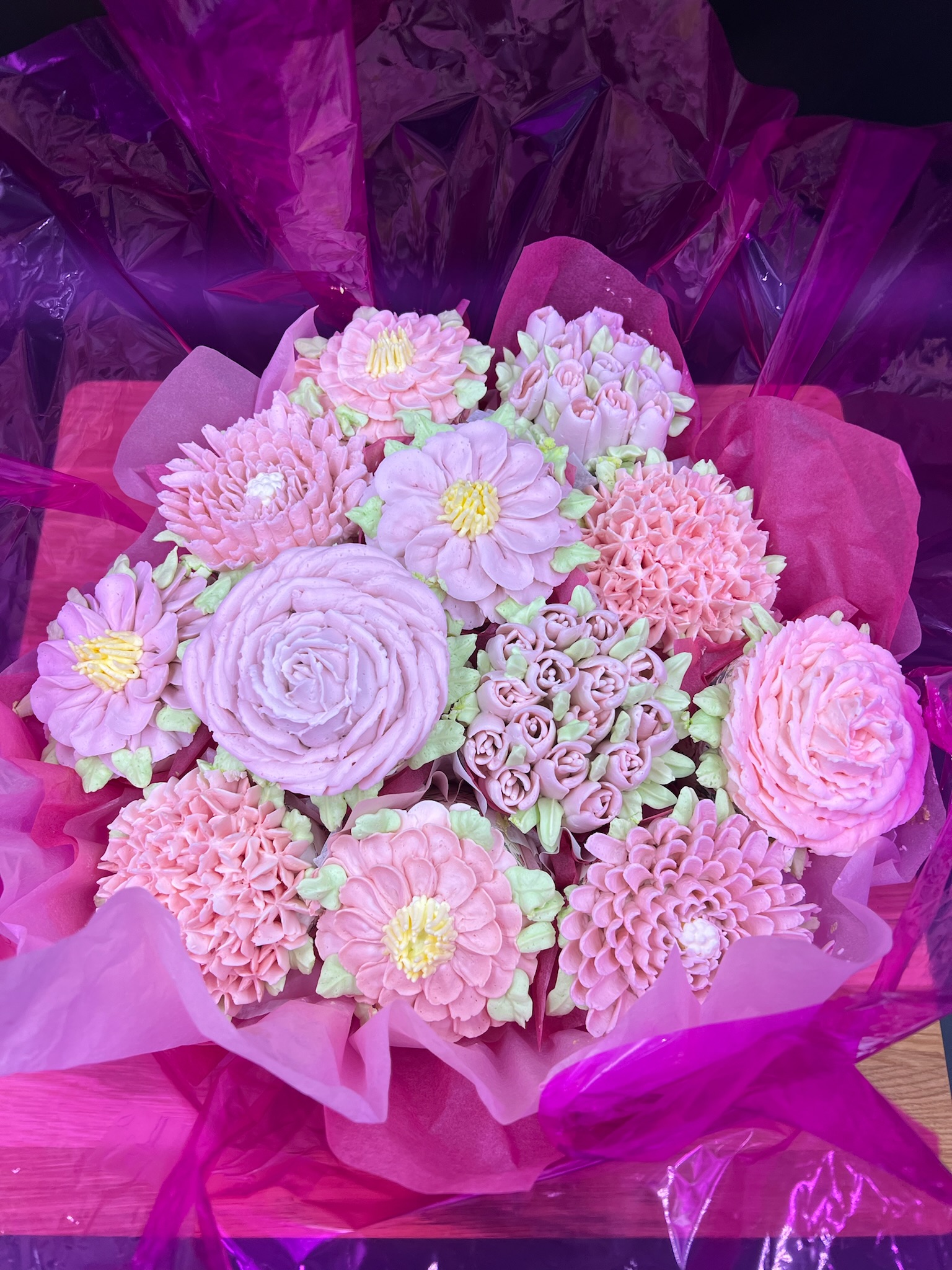 Cupcake Bouquet with buttercream flowers by Sweet Valley
