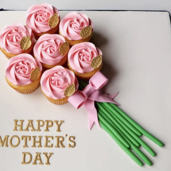Pink vanilla cupcake bouquet for Mother's Day
