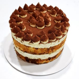 Tiramisu Cake 7" by SilkyCakes, a layered espresso and mascarpone cream dessert.