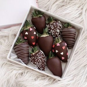 Chocolate dipped strawberries in a gift box by Richa