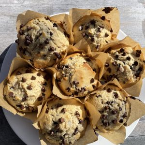 6-pack of rich chocolate chip muffins, perfect for bulk orders.