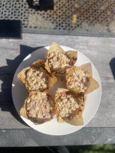 Strawberry Muffins Bulk Pack Pack of 6 strawberry muffins with juicy strawberries.