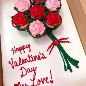 Valentine's Day Rosette Cupcake Bouquet, a beautiful arrangement of handcrafted cupcakes designed as vibrant floral bouquet.