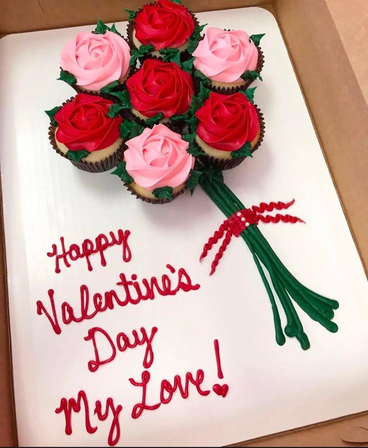 Valentine's Day Rosette Cupcake Bouquet, a beautiful arrangement of handcrafted cupcakes designed as vibrant floral bouquet.