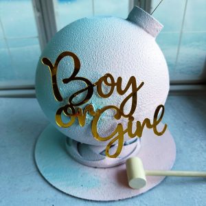 Gender Reveal Showstopper cake with fireworks, 7 inches