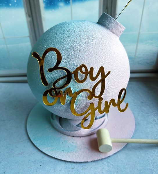 Gender Reveal Showstopper cake with fireworks, 7 inches