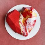 Geometric Heart-Shaped Custom Cake by V