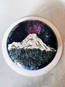 Mt Rainier Starry Night Cake Mt Rainier mousse cake with edible starry night design