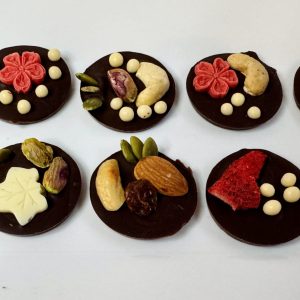 French Mendiants – Pack of 8 Assorted Chocolate Discs (White, Dark, Milk & Ruby) by Revs