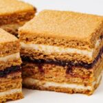 Honey Cake (Cut Squares) with Blackcurrant filling
