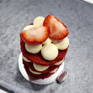 Open Mini Red Velvet Cakes