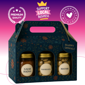 3 Jar Gift Pack – Gajar Halwa, Nankhatai, and Mathri